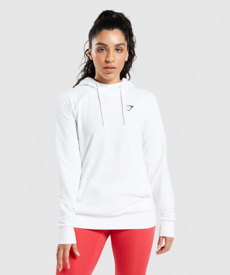 Bluzy Z Kapturem Gymshark Treningowe Damskie Białe | PL 205IST